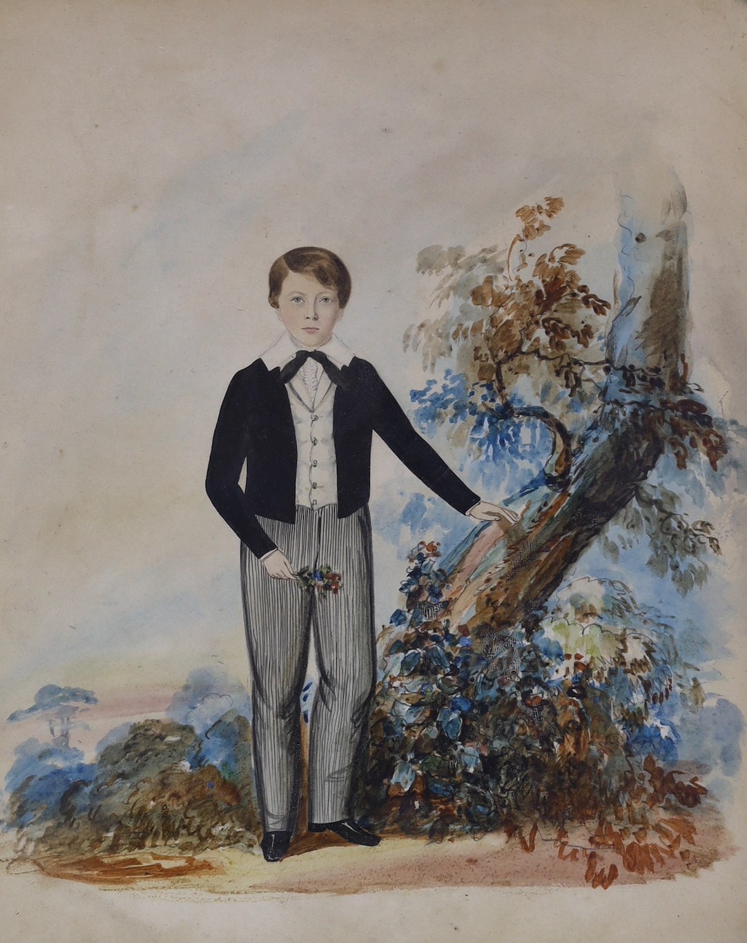 Victorian School, pair of watercolours, Portraits of the Pettinger Brothers c.1848, 26 x 22cm